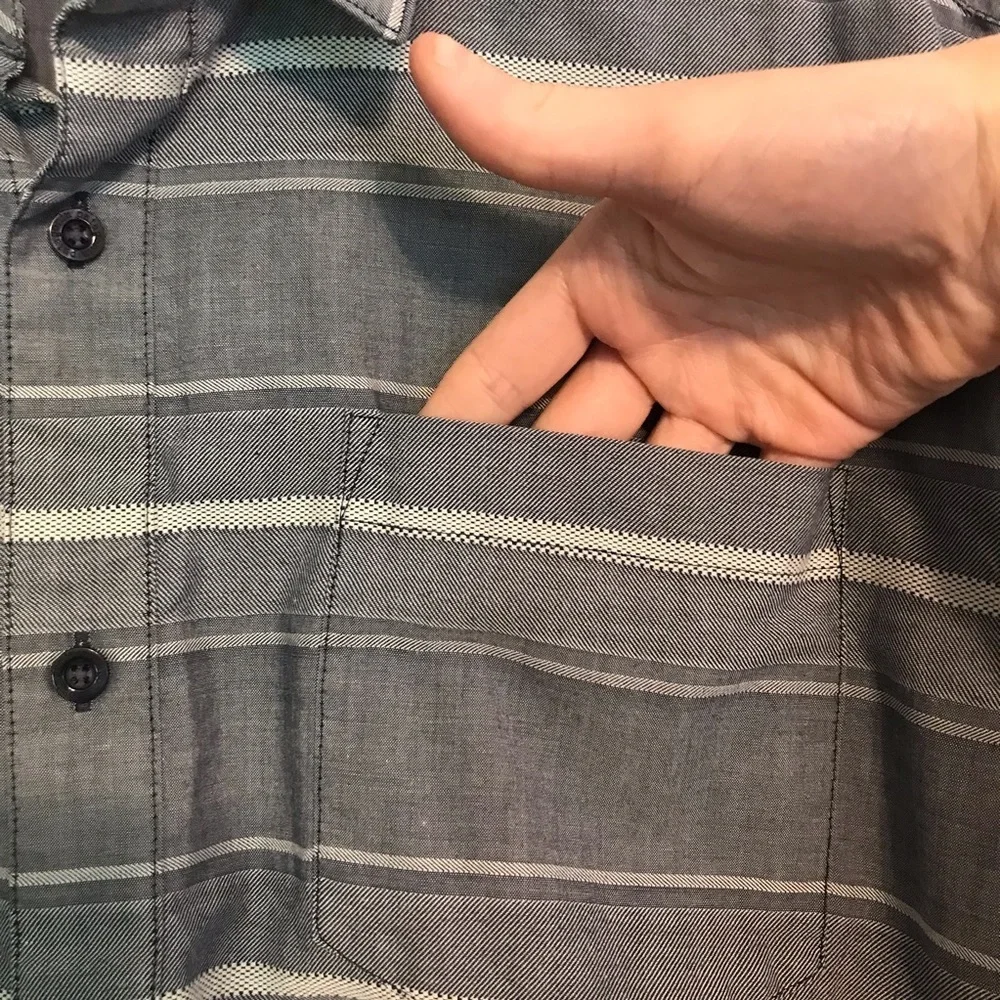 Patagonia Worn Wear Men's blue‎ stripe short sleeve Fezzman Shirt size large